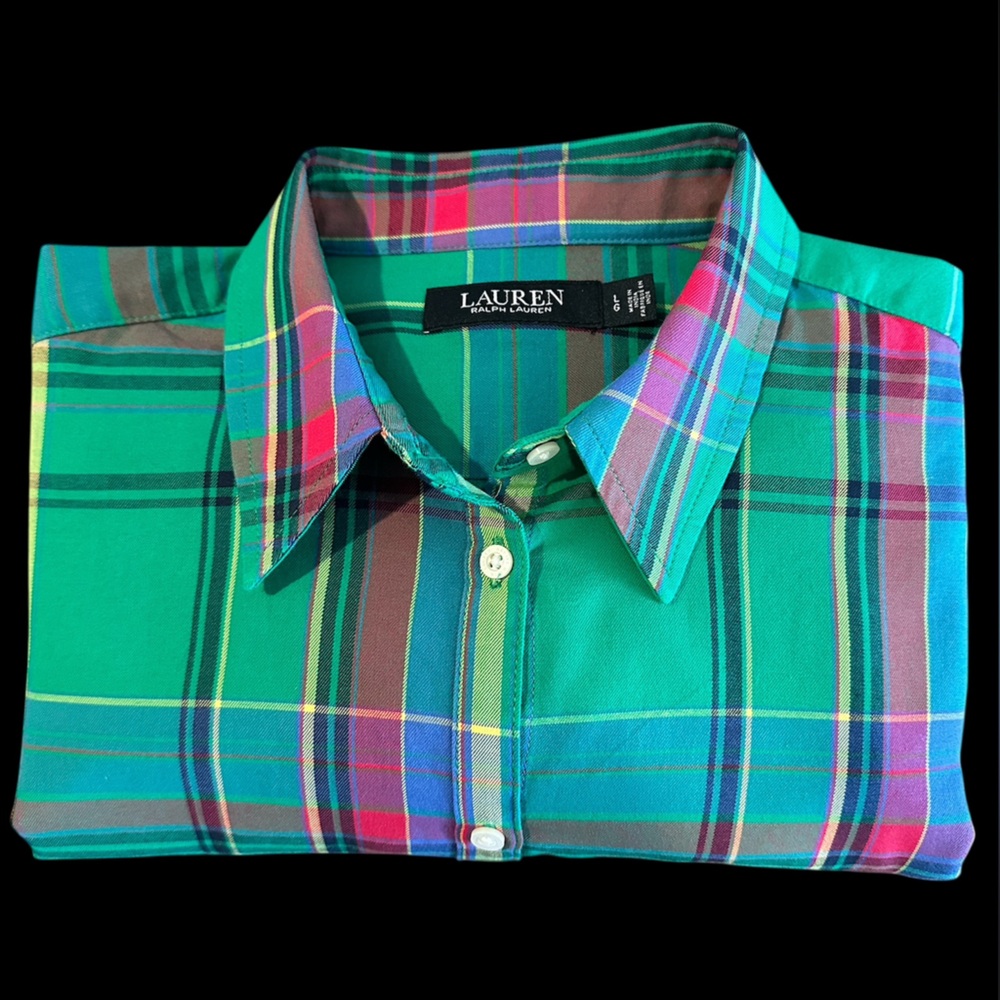 Women’s Lauren Ralph Lauren Green Plaid Shirt size L